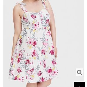 Torrid Size 4 Tie Up Floral Skater Dress